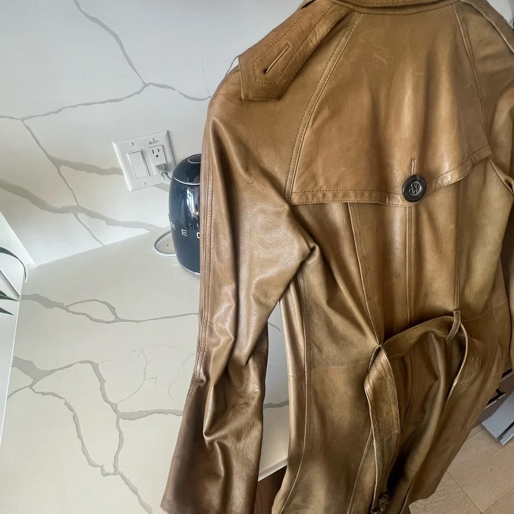 Burberry Leather Trench Double-Breasted Coat - Picture 4 of 10